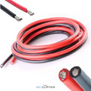 Силовой силиконовый кабель 8 AWG (черный/красный)